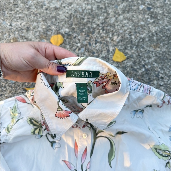 Gorgeous Ralph Lauren Floral cream Casual Shirt size M - Picture 2 of 12